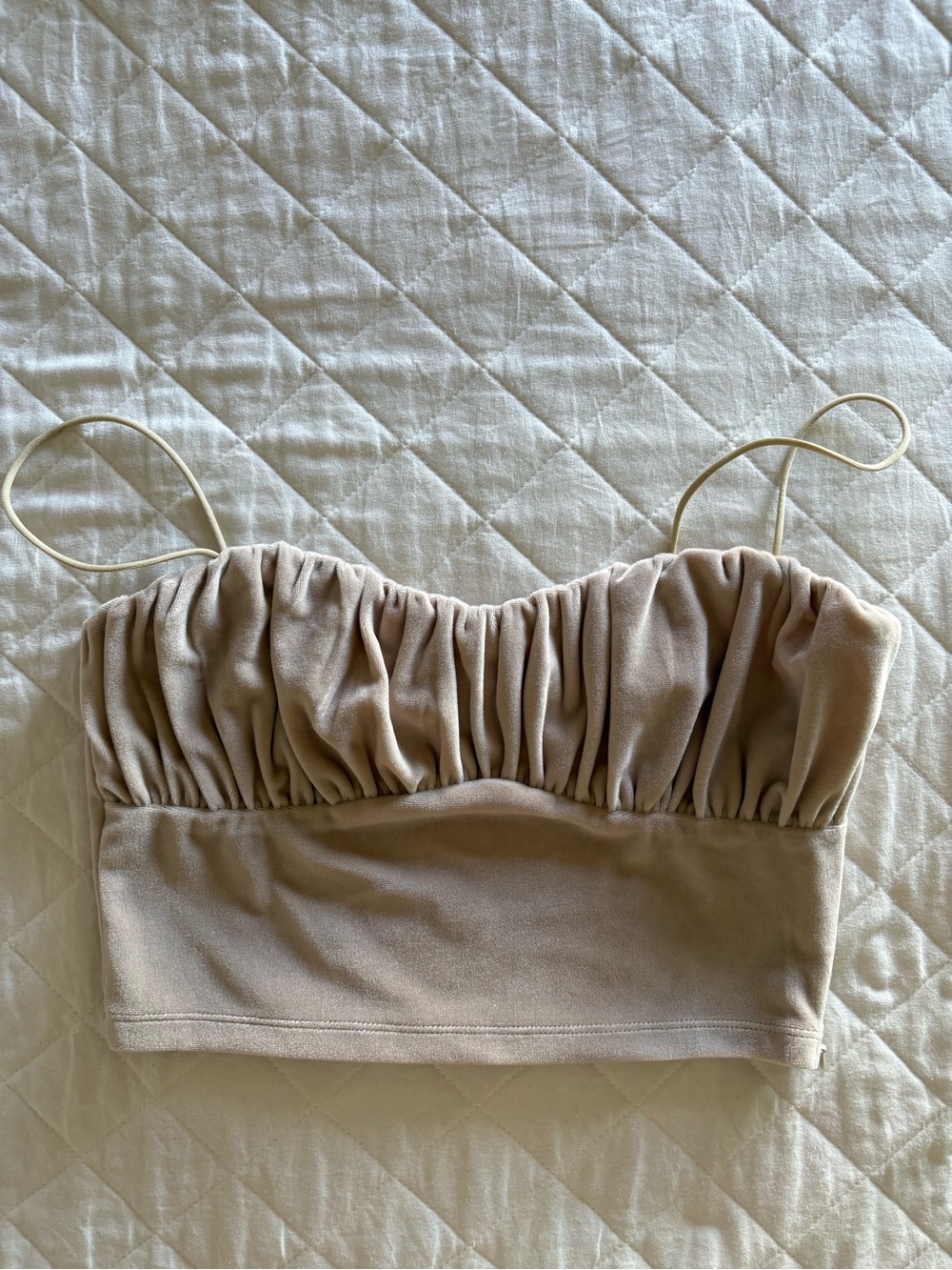 Princess Polly Satin Ruched Crop Top in Nude